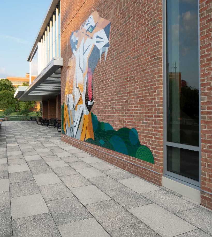 Feature image of Techo-Bloc Blu Grande Pavers installed at Towson University in Shale Grey and Greyed Nickel.